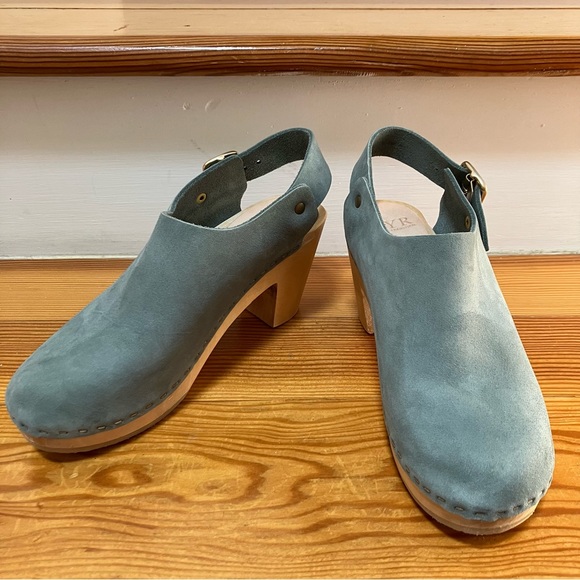 Bryr Blue Suede Clogs - Picture 1 of 12